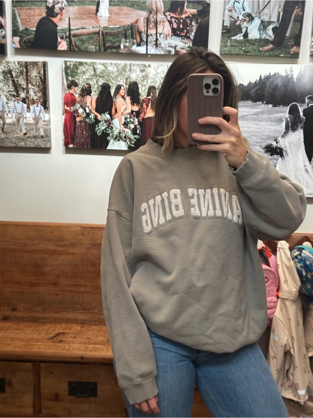 Anine Bing Olive Grey Sweatshirt, size large